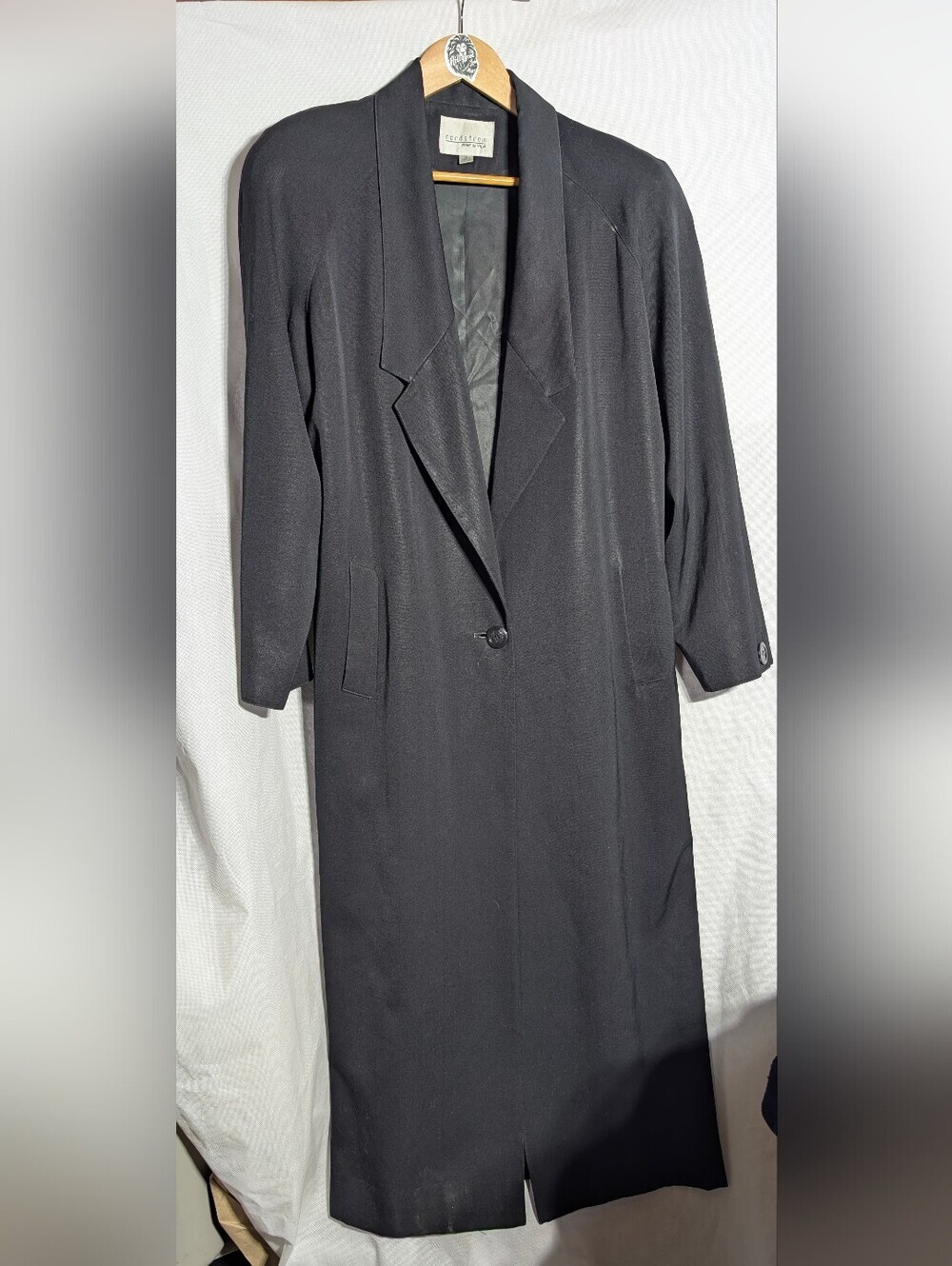 Nordstrom Point of View Vintage 100% Pure Wool Long Trench Duster Coat - Size 12